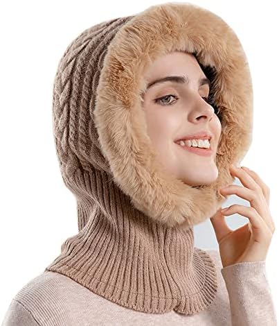YeKeyi Winter kape za žene šal šešir Fleece Beane Hats šal maska ​​Topla kapuljača Zimska balaclava pulover