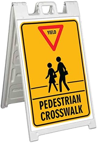 Prinos pješački križni standardni A-okvirni znak, uključuje naljepnicu koji se primjenjuje na postolje | Upozorenje, oprez, opasnost