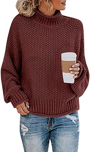 Ženska turtleneck dugih rukava dugim rukavima Žene labave slatke džempere Ispruži čvrste boje plus veličine za žene