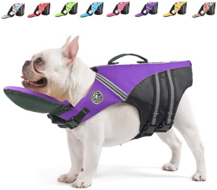 Mklhgty jakna za pse, reflektirajuće pseći prsluk sa preklopnim vratom plovak i visoka plovnost za kupanje i