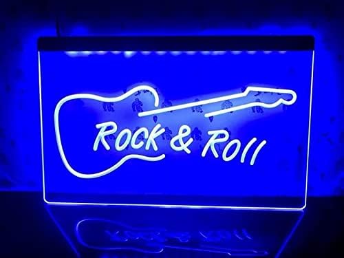 DVTel Rock and Roll gitara Neon potpisao sa LED modeliranje svijetlo svjetlosne slova natpitni akrilni panel Neon Dekorativna svjetlost, 60x40cm Hotel Restoran Bar Kafića