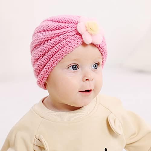 QianSail baby Girls Pleteni vuneni turbanski šešir cvjetni glava zamotavaju novorođenčad dijete dječje dječje poklopce za kosu