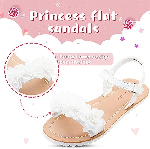 FLYFUPPY bijele sandale za djevojčice prozračne otvorene sandale za vjenčanje s vjenčanim đonom s gumenim