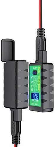 YONHAN Motorcycle USB Charger SAE to USB Adapter, ukupno 36W Dual USB Type C PD & amp; Quick Charge 3.0 sa Voltmeter & prekidačem za uključivanje/isključivanje, 3 opcije instalacije, za Smart Phone Tablet GPS