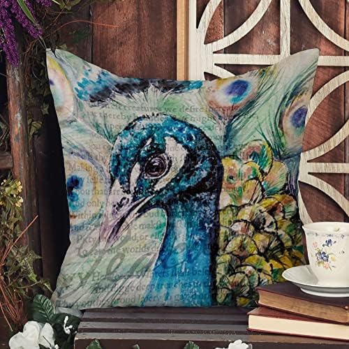 Retro plavi paunovi šareni cvjetovi bacaju jastučni poklopac obojenog paunog dekora jastučni jastuk obruč