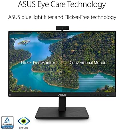 ASUS 23.8 1080p Monitor za Video konferencije - Full HD, IPS, ugrađena Podesiva Web kamera od 2MP, ai mikrofon za poništavanje buke, zvučnici, njega očiju, DisplayPort, HDMI, zidni nosač, podesiv po visini