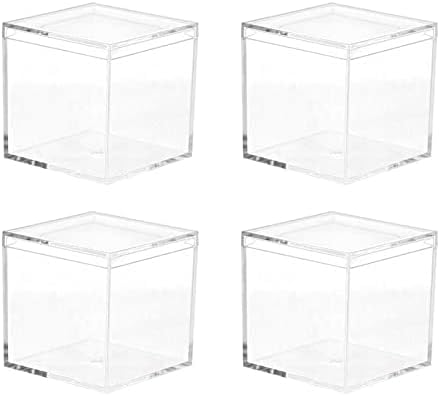 Unizhouxi 4kom izdržljiva kutija za slatkiše višestruka upotreba PS transparentna kocka kompaktna prenosiva kutija za organizatore poklopca za vjenčanje-Clear F