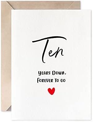 10. Godišnjica kartica, deset godina dole zauvijek ići, romantične Valentinovo vjenčanje kartica