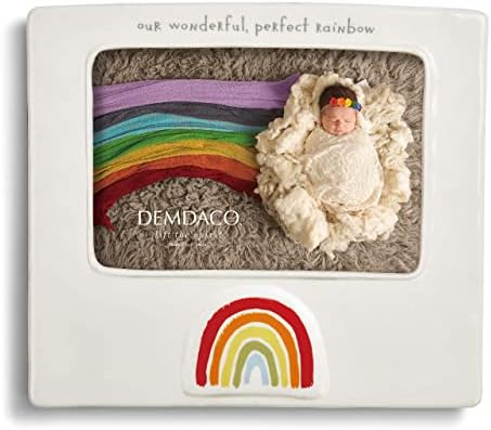 DEMDACO Rainbow Baby Sjajni bijeli 8 x 7 keramički zid od zemljanog posuđa i okvir za stol
