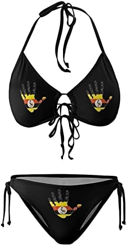Uganda zastava palma za žene Dvo komad bikini špageta s kupaćim kosiju seksi kupaći odijelo trokutne