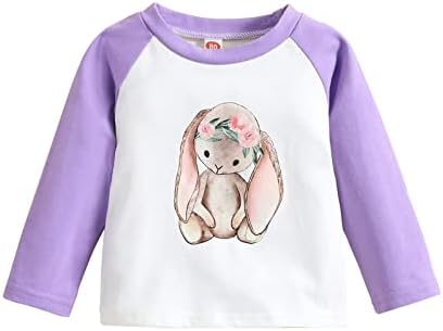 TODDLER Baby Girls Boys Easter Bunny majica Slatki zečji bager Grafički raglan dugih rukava pulover