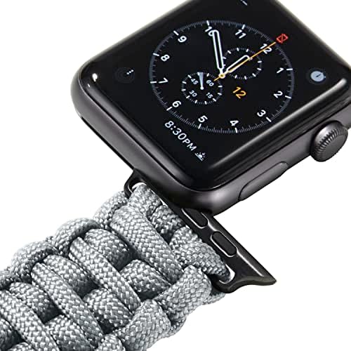 Spasitelj preživljavajući zupčanik Paracord Watch Band - kompatibilan sa Apple Watch Band 44mm 45mm 49mm 42mm | Zamjenski remen za IWatch serije 8/7/6/5/4/3/2/1 / SE & ultra 550 Paracord Watch Band | Podesivi remen, muškarci i žene