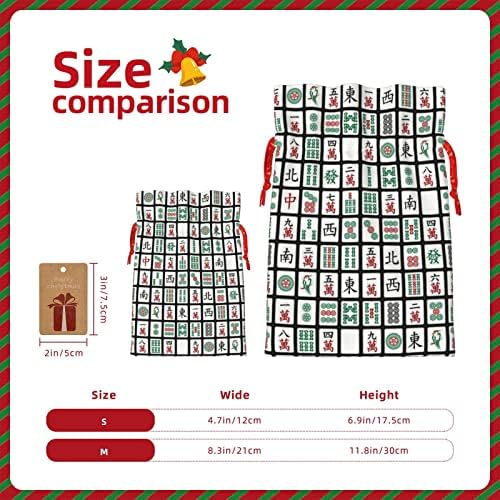 Vezice Božić Poklon Torbe Funny-Mahjong-Hipster Predstavlja Pakovanje Torbe Božić Poklon Pakovanje Vreće Torbice Srednje