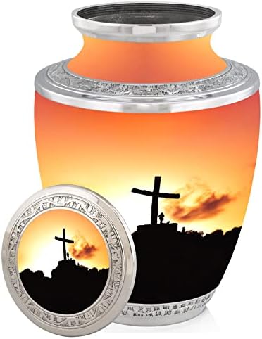 Sveti Cross kremacija urn za ljudski pepeo za odrasle za sahranu, ukop ili nišu - urne za odrasle pepeo - kremiranje urne za ljudski pepeo - odrasli 200 kubičnih inča - besplatni personalizirani medaljon