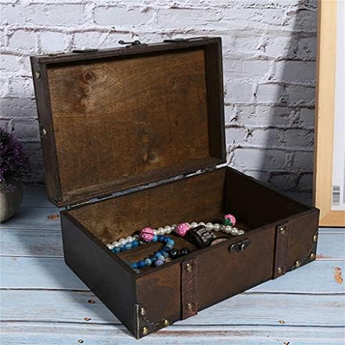 TJLSS veliki kapacitet Vintage Drvena kutija za odlaganje nakita dekorativno blago zaključavanje ženskih