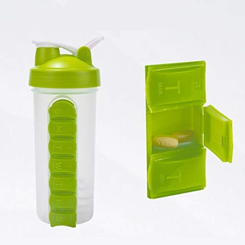 Kutija za pilule sa flašom vode prijenosni Organizator za pilule boca vitamina Holder Travel Cup 2 u 1 četka za čišćenje velikog kapaciteta 600ml.