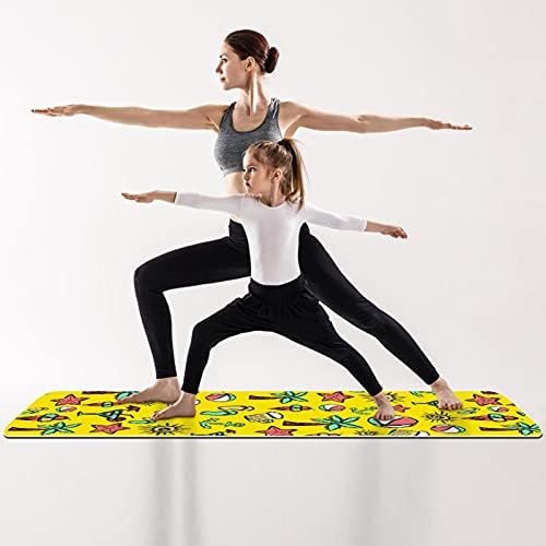 Debela neklizajuća Vježba & amp; fitnes 1/4 prostirka za jogu sa žutim printom na ljetnoj plaži za Yoga Pilates & vježba za fitnes na podu