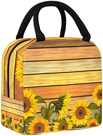 Retro suncokretova Vintage Flower Paint torba za ručak izolovana kutija za ručak torba za piknik na otvorenom Školska putna posuda za hranu Cooler Tote Torbe za muškarce i žene