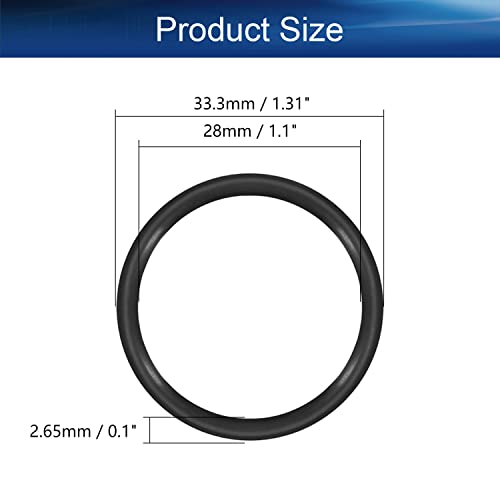 Bettomshin 5pcs Nitrilni gumeni O-prstenovi, 33.3mm od 28 mm ID 2,65 mm Širina, metrička buna-nitrilna brtva za brtvu za brtvu za slavinu za puštač u plinovodu Reljefni ventil hidraulični cjevovod crni