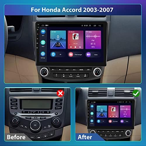 Auto Stereo Radio za Honda Accord 2003 2004 2005 2006 2007, 10.1 inčni dvostruki Din Android Stereo sa bežičnim Apple CarPlay, Android Auto, GPS, WiFi, RDS, Bluetooth + HD rezervna kamera