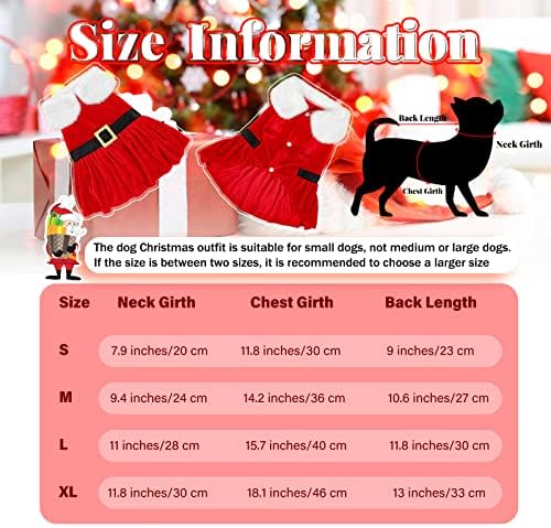 Yuepet Mali pas Božićna haljina Crvena velvet pasa odjeća, santa claus suknja za pse Xmas Holiday Dog odjeće pogodan za štene