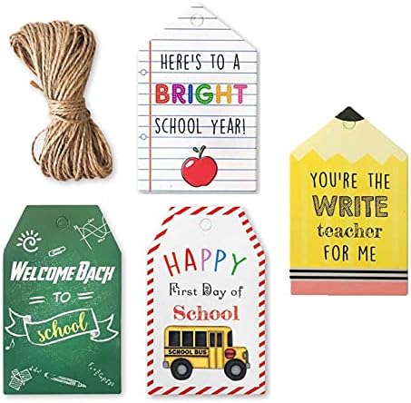 40pcs povratak u školu poklon oznake - prvi dan škole Kraft oznaka oznake sa Juta niz, zahvalnost