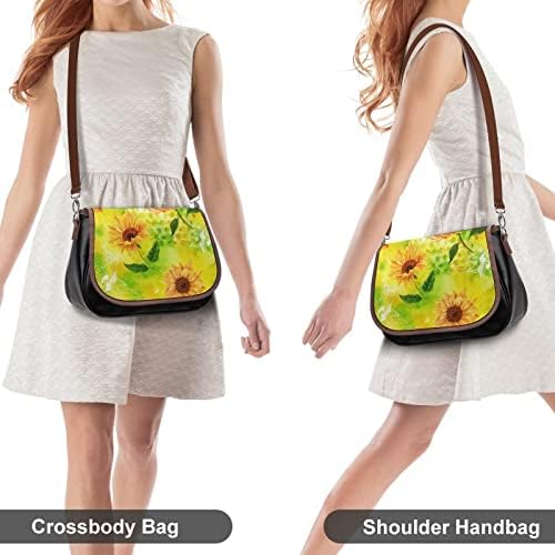 Retro Akvarelni Suncokreti kožna Crossbody torba mala torbica modni Fanny paket putni ramenski dnevni ruksak za muškarce i žene