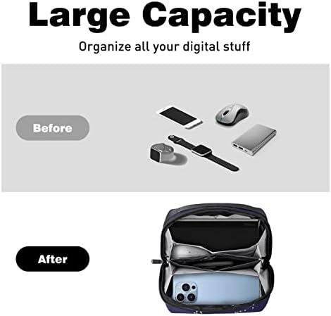 Organizator elektronike, zodijačka sazviježđa tamnoplavi Print mala torba za nošenje putnog kabla, kompaktna tehnološka torba za elektronsku dodatnu opremu, kablove, punjač, USB, čvrste diskove