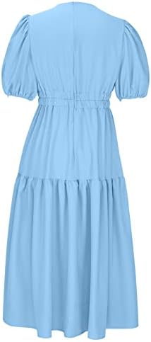 Proljeće i ljetna haljina za žene 2023 Povremeni V-izrez zavoj s kratkim rukavima cvjetna haljina # 1