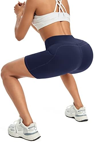 G4Free Womens Biker Hotsas 5/8 inčni kompresijski joga vježbanje Atletski kratke hlače sa džepovima Visoki struk