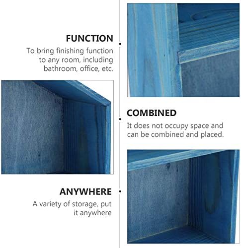 Kućna oblika drvena sjena Cubby zidna kutija za igračku s polje polica Organizator plavi mediteranski skladištenje Shadow Box Wood zidni ormar za skladištenje za mini figure za prikazivanje
