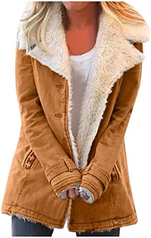 Zimski kaputi za žensku modu, ženske ležerne tipke s dugim rukavima dolje Sherpa fleece jakna kaput gornja jakna