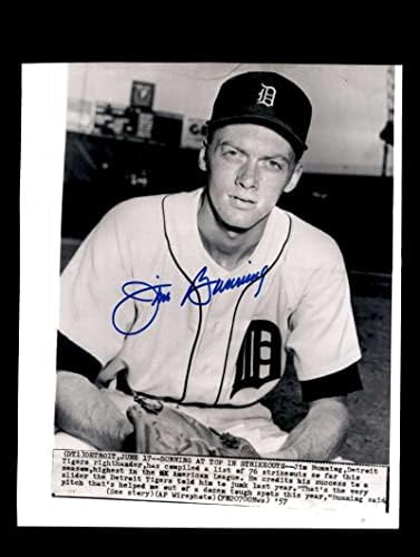 Jim Bunning PSA DNK potpisao 8x10 originalnih 1957 Wire Wire TIGERS Autograph - AUTOGREME MLB Photos