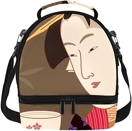 GUEROTKR torba za ručak za muškarce, izolovana kutija za ručak, kutija za ručak za odrasle,apstraktni japanski retro uzorak