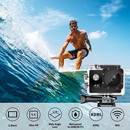 Birdaypre 4K30FPS Akcijska kamera 98ft podvodna vodootporna kamera ultra HD 170 stupnjeva široka kutna