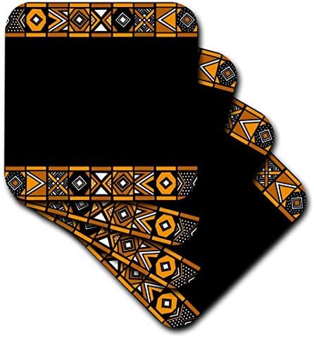 3Droza smeđi i crni afrički uzorak - Art Afrike inspirisana geometrijskim dizajnom Zulu Beadwork - meki podmornici, set od 8