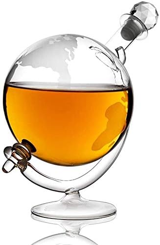 OriginalClub dekanter za viski Globe, prozirno kristalno ručno puhano staklo, za alkohol, viski, burbon, votku,