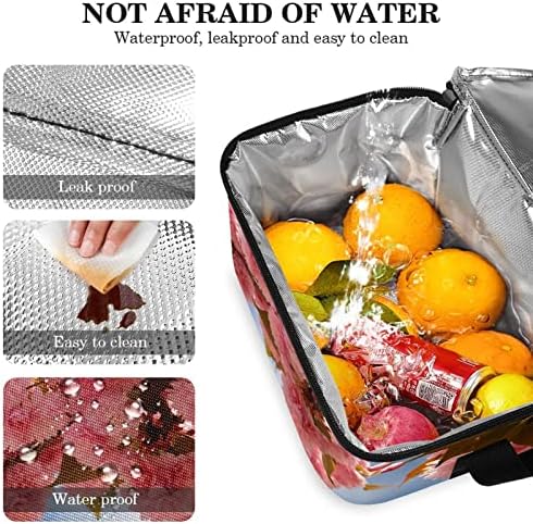 GUEROTKR torba za ručak za muškarce,izolovana kutija za ručak, kutija za ručak za odrasle,japanski ružičasti uzorak cvijeća