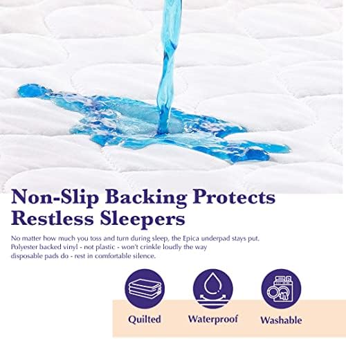 Epica Premium ultra plus vodootporni list za zaštitni jastuk, ispod ploča, prekriven, vodootporan i pranjen, 34 x 52 za djecu ili odrasle osobe sa inkontinencijom