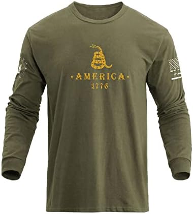 BlackTeak muške američke zastave NASA majice pamuk dugih rukava Crewneck Redovne majice