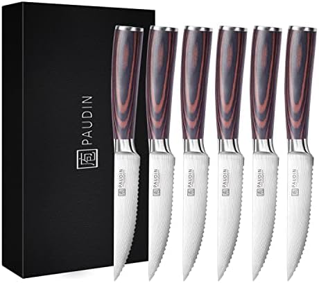 Paudin set noževa za odreske od 6 komada, kuhinjski nož za odreske 4,5 inča, noževi za odreske od