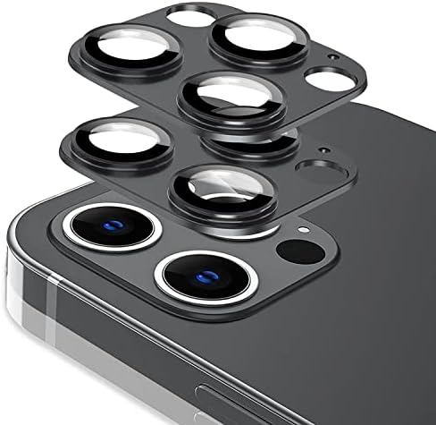 Tamoria [2 Pakovanje] kompatibilno za iPhone 13 Pro / 13 Pro Max zaštitnik sočiva kamere Metal Plus poklopac kamere od kaljenog stakla podrška lidar skener, protiv eksplozije za iPhone 13 Pro Max / 13 Pro Crni