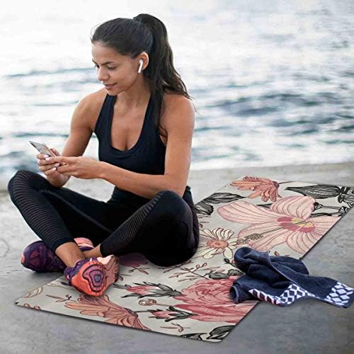 Mnsruu prostirka za jogu - Chamomile Rose Extra debela neklizajuća Vježba & podloga za fitnes za sve vrste joge, pilatesa & vježbe na podu