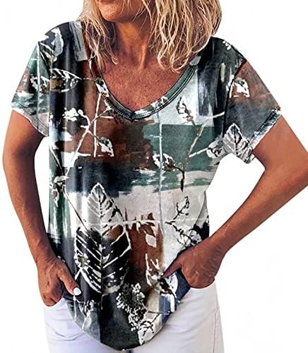 Ženska pamučna bluza jesen ljeto 2023 odjeća s kratkim rukavima V izrez Graphic Lounge Top majica za žene uo