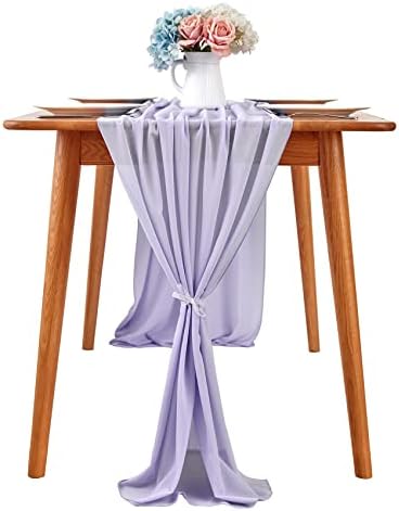 YUHX 1 Paket Šifonski trkač za stol 29 x 120 inča, trkači za svadbeni sto od lavande, ukrasi za bankete za romantične Vjenčanja (lavanda, 1 pakovanje)