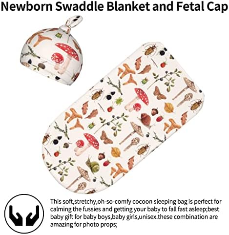 Mushroom za bebe putnice gljive novorođene pokrivače sa šeširom Swaddles Up Novo rođeni mekani tranzicija