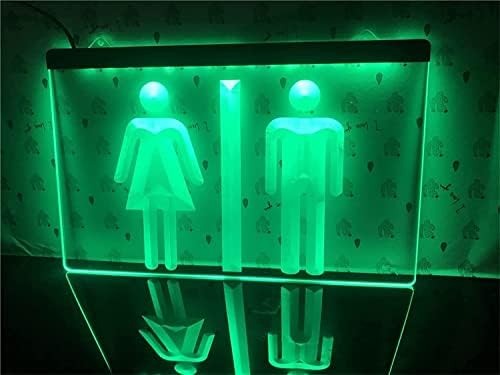 DVTEL Custom Unisex WC LED neonski znak, USB muški ženski zahodi WC Neonske svjetla za zidnu ukrasu noćna svjetla, plava, 40x30cm Hotel Restaurant Bar Kafića