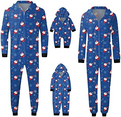 Porodica koja odgovara božićnim pidžamim setom, dugih rukava sa kapuljačom, putnički patentni patentni patentni patentni noćni motar prije Božića
