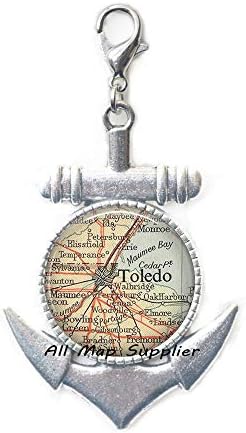 AllMapsupplier modni sidreni patentni zatvarač, Toledo, mapa Ohio kopča jastoga, toledo mapa kopča jastoga