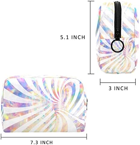 Mala šminkarska torba, patentno torbica Travel Cosmetic organizator za žene i djevojke, psihog kruga Swirl Rainbow Bijela umjetnost